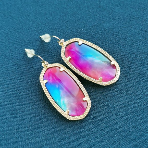 KENDRA SCOTT Elle Watercolor Illusion Gold Drop Earrings NEW - Picture 2 of 3